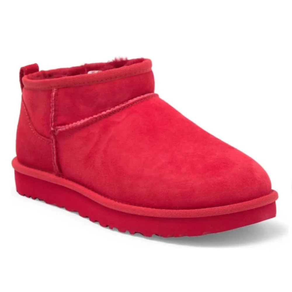 NWOT UGG Classic Kids Ultra Mini, Red, size 5 - Picture 2 of 14